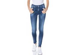 Skinny-fit-Jeans REPLAY "Luzien" Gr. 27, Länge 30, blau (medblue) Damen Jeans 5-Pocket-Jeans Röhrenjeans HYPERFLEX STRETCH DENIM - RE USED von Replay
