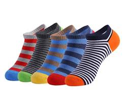 Repuhand 5 Paar Herren Socken Atmungsaktiv Gestreift Sport Laufende Socken kurze Bunte Sneaker Socken von Repuhand