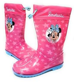 Minnie Mouse Disney Gummistiefel | Disney Minnie Mouse Gummistiefel für Mädchen | Minnie-Maus-Stiefel mit rutschfester Sohle und Kordelzug, Rosa, 26 EU von Requeteguay Urban RU