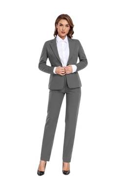Damenanzüge für die Arbeit, professionell, 2-teiliges Büro-Arbeitsanzug-Set, Damenanzug, formelle Kleidung, GRAU, Mittel von Rescay