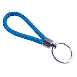 Leder Schlüsselanhänger als geflochtenes Seil farbig Hell Blau von Reskey