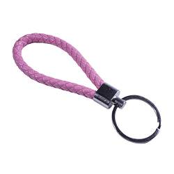 Leder Schlüsselanhänger als geflochtenes Seil farbig Rosa von Reskey