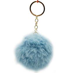 Pom Poms Plüsch Bommel Schlüsselanhänger Pompom Hell Blau von Reskey