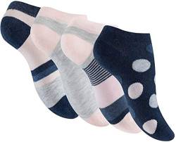 Reslad Damen Motiv Socken (8 x Paar) süße Söckchen für Frauen aus Baumwolle mit Streifen, Punkte, Herzen | Damensocken Sneaker Socken Füßlinge 8 Paar | Girly 35-38 von Reslad