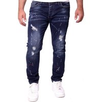 Reslad Destroyed-Jeans Reslad Jeans Herren Color-Splashes Stretch Denim Destroyed Jeanshose Destroyed Jeanshose Männer-Hose Slim Fit von Reslad