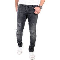 Reslad Destroyed-Jeans Reslad Jeans Herren Destroyed Look Slim Fit Denim Stretch Jeans-Hose Destroyed Look Slim Fit Jeans von Reslad