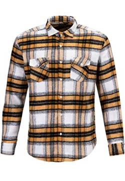 Reslad Holzfällerhemd Hemd Herren kariert Vintage Karo-Hemd Flanellhemd Männer Langarm Checked Flanell Shirt RS-7116 Gelb-Schwarz M von Reslad