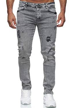 Reslad Jeans Herren Destroyed Look Slim Fit Denim Strech Jeans-Hose RS-2062 (W30 / L34, Grau (2090)) von Reslad