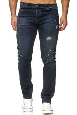 Reslad Jeans Herren Destroyed Look Slim Fit Denim Strech Jeans-Hose RS-2062 (W34 / L34, Dunkelblau (2090)) von Reslad
