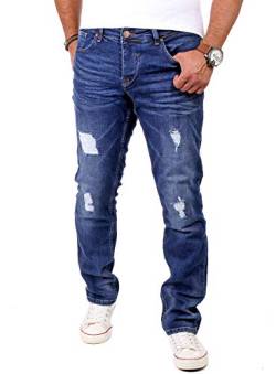 Reslad Jeans Herren Destroyed Look Slim Fit Denim Strech Jeans-Hose RS-2062 (W38 / L30, Blau) von Reslad