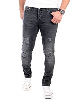 Reslad Jeans Herren Destroyed Look Slim Fit Denim Strech Jeans-Hose RS-2062 Schwarz W38 / L30 von Reslad