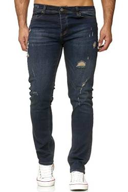 Reslad Jeans Herren Destroyed Slim Fit Herren-Hose Jeanshose Männer Hosen Stretch Denim Jeans RS-2090 Dunkelblau W33 / L32 von Reslad