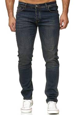 Reslad Jeans Herren Slim Fit Basic Herren-Hose Jeanshose Männer Jeans Hosen Stretch Denim RS-2091 Dunkelblau W32 / L34 von Reslad