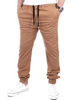 Reslad Jogg-Chino Herren-Hose Männer Harem Hosen Jogger Chinos Jogging-Hose lang Chinohose RS-2055 Braun W38 von Reslad