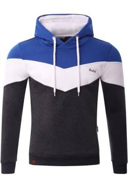 Reslad Kapuzenpullover Herren Sweatshirt | Hoodie Männer Pullover aus bequemer Baumwolle RS-1008 Blau-Anthrazit XL von Reslad