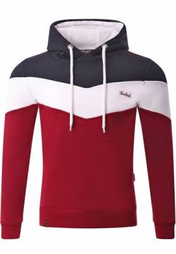 Reslad Kapuzenpullover Herren Sweatshirt | Hoodie Männer Pullover aus bequemer Baumwolle RS-1008 Navyblau-Bordeaux L von Reslad