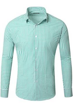 Reslad Kariertes Hemd-Herren Slim Fit Freizeithemd kariert Hemd Trachtenhemd Karo-Hemd RS-7007 Grün L von Reslad