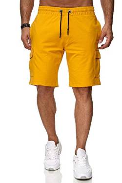 Reslad Kurze Hose Herren Cargo Bermuda Shorts Jogginghose Sport-Hose RS-5069 (M, Gelb) von Reslad