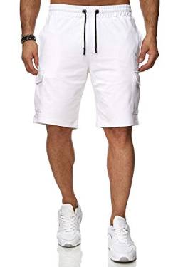 Reslad Kurze Hose Herren Cargo Bermuda Shorts Jogginghose Sport-Hose RS-5069 (S, Weiß) von Reslad