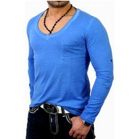 Reslad Langarmshirt Reslad Herren V-Neck Longshirt RS-4002 (1-tlg) Langarmshirt mit großem Auschnitt von Reslad