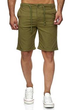 Reslad Leinenhose Kurze Hose Herren Leinen-Shorts lässige Männer Freizeithose Strandhose Stoffhose Sommer-Shorts RS-3002 Khaki 2XL von Reslad