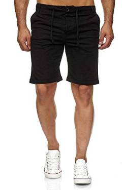 Reslad Leinenhose Kurze Hose Herren Leinen-Shorts lässige Männer Freizeithose Strandhose Stoffhose Sommer-Shorts RS-3002 Schwarz M von Reslad