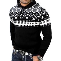 Reslad Strickpullover Reslad Herren Grobstrick Pullover Norweger Winter Kapuzenpullover (1-tlg) Strickpullover Männer Norwegermuster mit Kapuze von Reslad