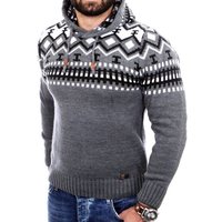 Reslad Strickpullover Reslad Herren Grobstrick Pullover Norweger Winter Kapuzenpullover (1-tlg) Strickpullover Männer Norwegermuster mit Kapuze von Reslad