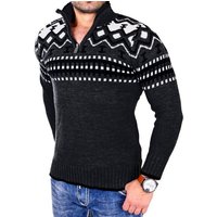 Reslad Strickpullover Reslad Herren Strickpullover Crewneck Zipper Norweger Pullover RS-3110 (1-tlg) Strickpullover Männer Norwegermuster Troyer von Reslad