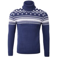 Reslad Strickpullover Reslad Rollkragenpullover Herren Grobstrick Norweger Pullover Winter (1-tlg) Strickpullover Männer Norwegermuster mit Roll Neck von Reslad