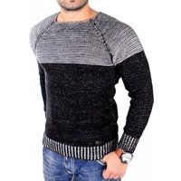 Reslad Strickpullover Reslad Strickpullover Herren Two Tone Rundhals Pullover Grobstrick (1-tlg) Strick-Pulli Männer Colorblock von Reslad