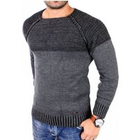 Reslad Strickpullover Reslad Strickpullover Herren Two Tone Rundhals Pullover Grobstrick (1-tlg) Strick-Pulli Männer Colorblock von Reslad