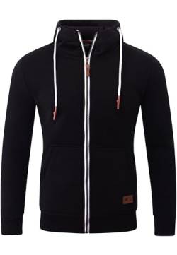 Reslad Sweatjacke Herren Kapuzenpullover | Hoodie Männer Zipper Pullover mit Kapuze Bequeme Baumwolle RS-1006 Schwarz 2XL von Reslad