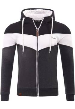 Reslad Sweatjacke Herren Kapuzenpullover | Hoodie Männer Zipper Pullover mit Kapuze Bequeme Baumwolle RS-1007 Anthrazit-Schwarz 3XL von Reslad