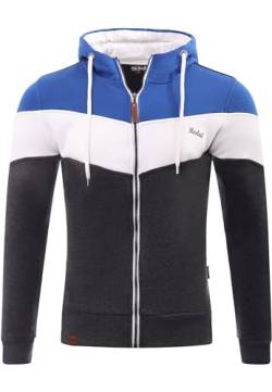 Reslad Sweatjacke Herren Kapuzenpullover | Hoodie Männer Zipper Pullover mit Kapuze Bequeme Baumwolle RS-1007 Blau-Anthrazit L von Reslad