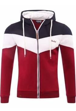 Reslad Sweatjacke Herren Kapuzenpullover | Hoodie Männer Zipper Pullover mit Kapuze Bequeme Baumwolle RS-1007 Navyblau-Bordeaux L von Reslad