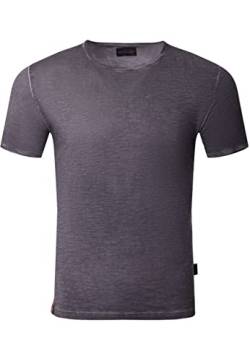 Reslad T-Shirt Herren Rundhals verwaschene Baumwolle Vintage Optik Sommer Shirt Männer RS-5040 Anthrazit 2XL von Reslad