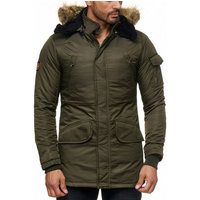 Reslad Winterjacke Herren Jacke mit Fellkapuze Winter-Jacke Anorak Parka Kapuzenjacke warme gesteppte Jacke mit Kapuze von Reslad