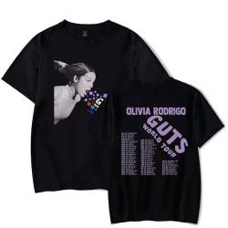 Olivia Rodrigo Bedrucktes Baumwoll-T-Shirt, Herren-Damen-Erwachsenen-T-Shirt, Lustiges T-Shirt, Hip-Hop-Straßen-T-Shirt, Sommer-Paar-T-Shirt, XS-3XL-Black||XS von Respeto