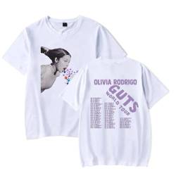 Olivia Rodrigo Bedrucktes Baumwoll-T-Shirt, Herren-Damen-Erwachsenen-T-Shirt, Lustiges T-Shirt, Hip-Hop-Straßen-T-Shirt, Sommer-Paar-T-Shirt, XS-3XL-Black||XS von Respeto