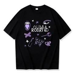 T-Shirt Olivia Rodrigo Guts World Tour Bedrucktes T-Shirt Street Casual T-Shirt Kurzärmeliges Sportshirt Herren- Und Damen-T-Shirt XS-3XL-Black||3XL von Respeto