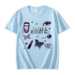 T-Shirt Olivia Rodrigo Guts World Tour Bedrucktes T-Shirt Street Casual T-Shirt Kurzärmeliges Sportshirt Herren- Und Damen-T-Shirt XS-3XL-Blue||S von Respeto