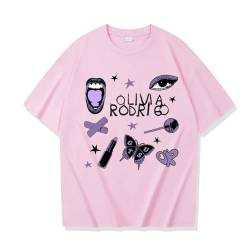 T-Shirt Olivia Rodrigo Guts World Tour Bedrucktes T-Shirt Street Casual T-Shirt Kurzärmeliges Sportshirt Herren- Und Damen-T-Shirt XS-3XL-Pink||XS von Respeto