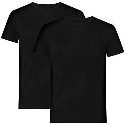 Resteröds Herren Unterhemd aus Bambus und ökologischer Baumwolle, lang, rund Hals, hochwertiges Männer Muskelshirt, T-Shirt im 2er Pack, Schwarz, S-XXL von Resteröds