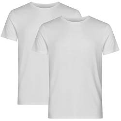 Resteröds T-Shirt aus Bambus und ökologischer Baumwolle für Herren, lang, Rundhals, halbarm Shirts für Männer im 2er Pack, weiß, L von Resteröds