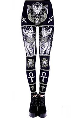 Restyle Sphynx Occult Egypt Symbols Ankh Scarab Punk High Waist Goth Leggings - Black (M - UK 10) von Restyle