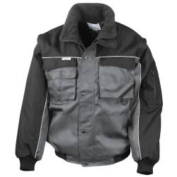 Result Herren Arbeitsjacke mit Reißverschlüssen am Ärmel, wasserabweisend, Winddicht (L) (Grau/Schwarz) von Result