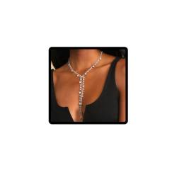 Resweky Mode Kristall Quaste Halsketten Y-Erklärung Sparkly Choker Halskette Zarte Halsschmuck Verstellbar für Frauen und Mädchen, free size, Metall, Nicht zutreffend von Resweky