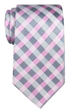 Retreez Herren Gewebte Krawatte Klassische Karo 8 cm - rosa und grau von Retreez