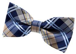 Retreez Herren Gewebte vorgebundene Fliege Elegante Tartan Plaid Karo 11,5 cm - marineblau und khaki von Retreez